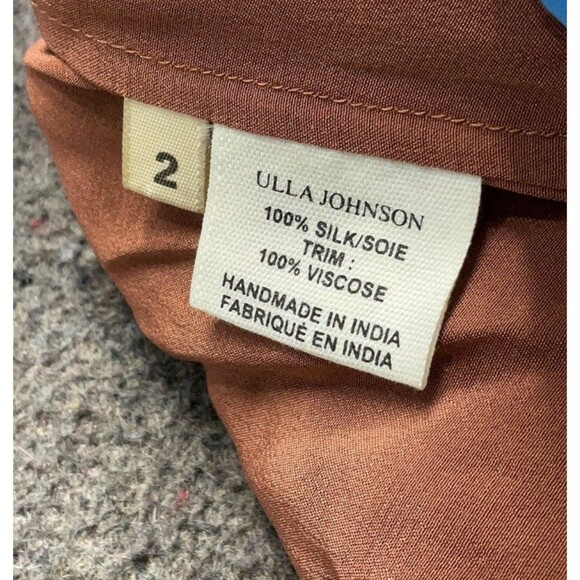 ULLA JOHNSON Liu Woven Fringe Neck Silk Sheath Dress size 2 - Picture 9 of 12